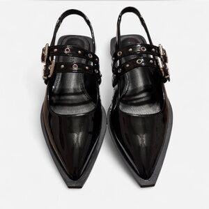 Princess Polly Black Patent Slingback Heels